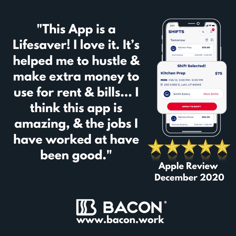 BaconWork's tweet image. This is why we do...what we do! 

#jobs #gigeconomy #dallasjobs #utahjobs #boisejobs