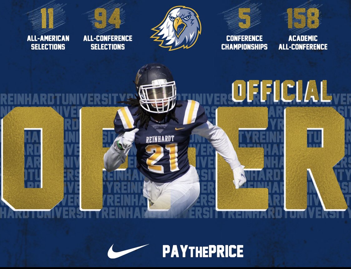Kinkade Weaver (@kinkadeweaver) on Twitter photo Blessed to receive my 1st offer from Reinhardt University 🦅 🦅 Thank you <a href="/grindmodepeeps/">Coach Mike Peeples</a>. <a href="/ReinhardtFB/">Reinhardt Football</a> <a href="/football_dawson/">Dawson County Football®</a> <a href="/247Sports/">247Sports</a> <a href="/RecruitGeorgia/">Recruit Georgia</a> Blessed to receive my 1st offer from Reinhardt University 🦅 🦅 Thank you <a href="/grindmodepeeps/">Coach Mike Peeples</a>. <a href="/ReinhardtFB/">Reinhardt Football</a> <a href="/football_dawson/">Dawson County Football®</a> <a href="/247Sports/">247Sports</a> <a href="/RecruitGeorgia/">Recruit Georgia</a>