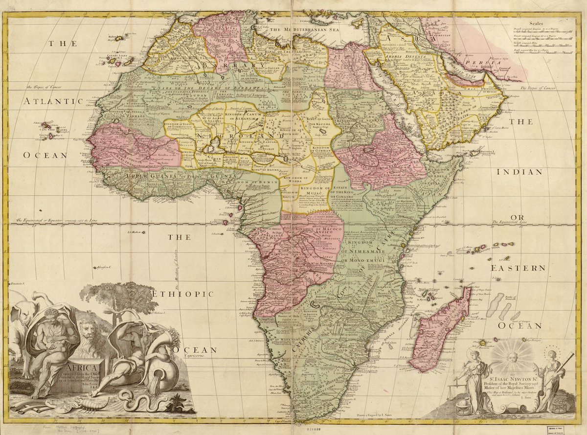 The Library of Congress map dated 1725 AD by English cartographer Senex of the land of Africa that includes the region called Negroland