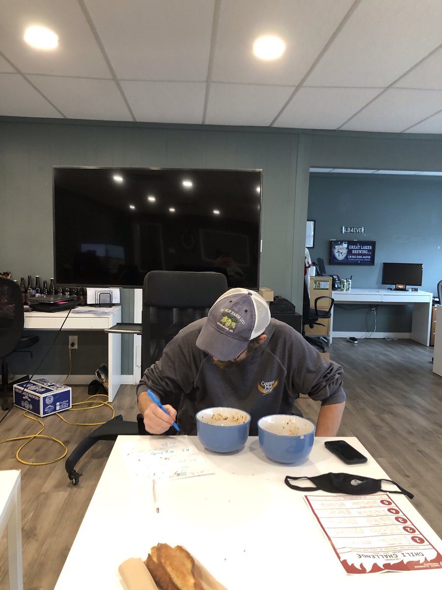 Some serious work at lunch today judging 5 different chilies for the ⁦<a href="/indiealehouse/">The Indie Alehouse</a>⁩ Chili Challenge!