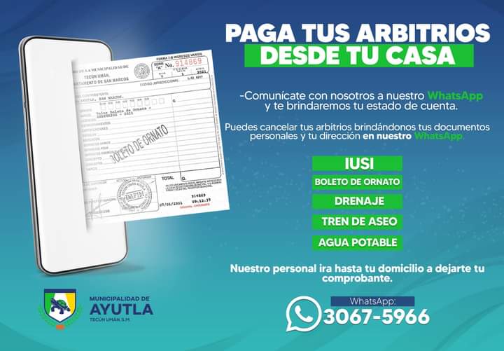muniayutla's tweet photo. Cómo #MuniAyutla tenemos la visión de seguir siendo el ejemplo de un municipio limpio y ordenado, le damos prioridad a la naturaleza, turismo y comercio, te invitamos a que sigas siendo parte del cambio de Ayutla.

Ahora es más fácil poder comunicarte con nosotros... ⬇️ https://t.co/gmhgfmmzfl