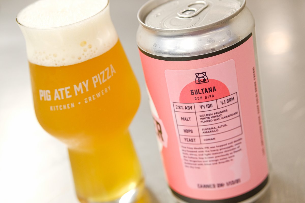 Meet "Sultana", a hazy double IPA hopped and double dry-hopped with the heavy pineapple, stone fruit, citrus and light resinous character of the Sultana hop, known previously as Denali. The tangerine, orange notes were bolstered with Altus and Amarillo in the dry hop. 7.8%ABV
