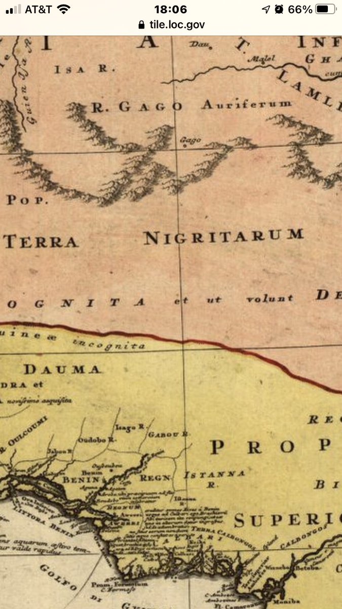 The Library of Congress map dated 1743 map of West Africa that shows the region/kingdom of Terra Nigritarum, which is Negroland