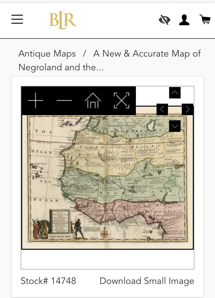 The BLR Rare Maps colored map dated 1744 by Bowen of West Africa that shows Negroland and the kingdom of Juda at the slave coast