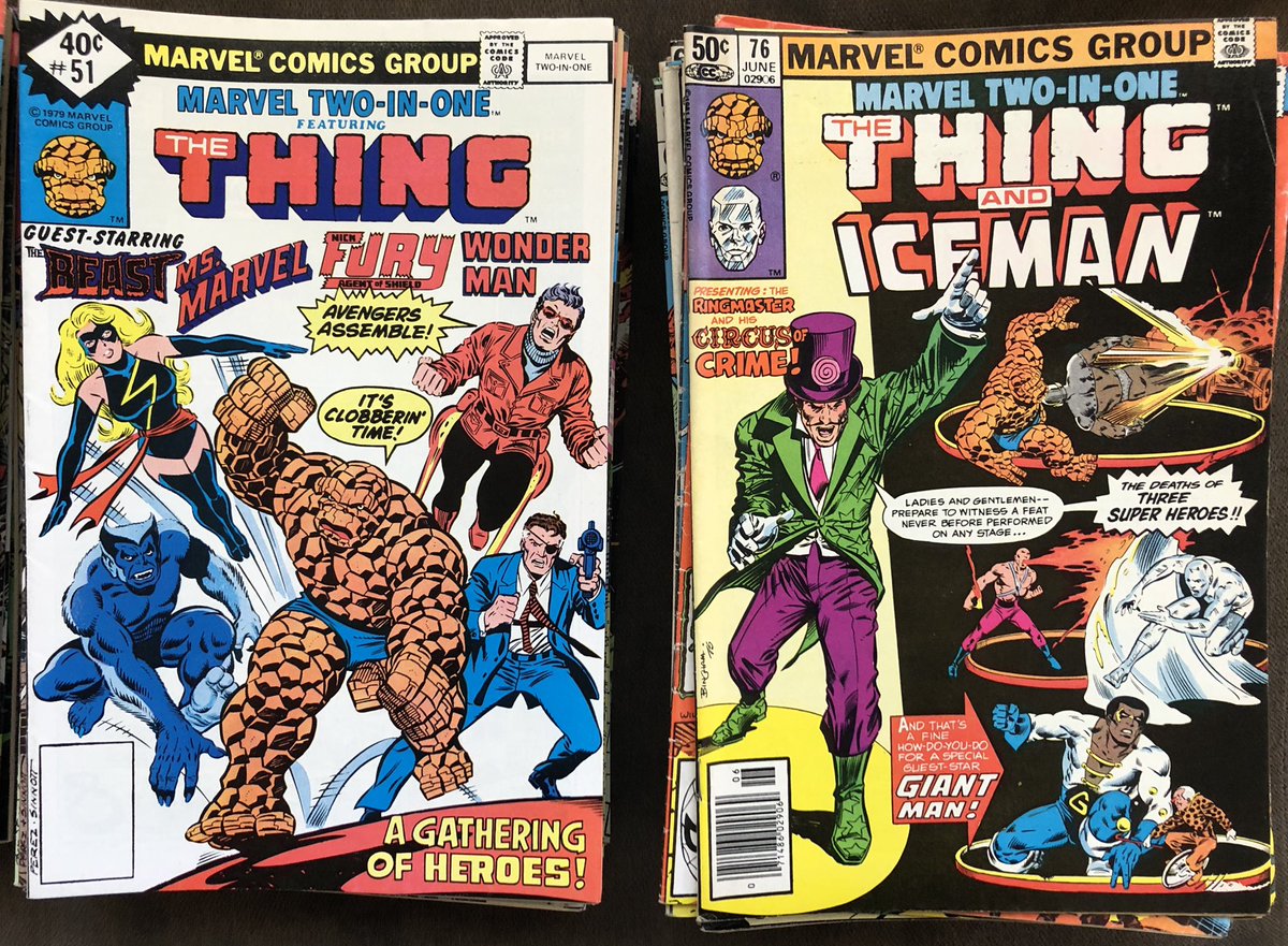 Sneak peek of my next project! After finishing my Big Damn Fantastic Four set, I decided to do a Thing set including Marvel Two-in-One and his 1980s solo series.