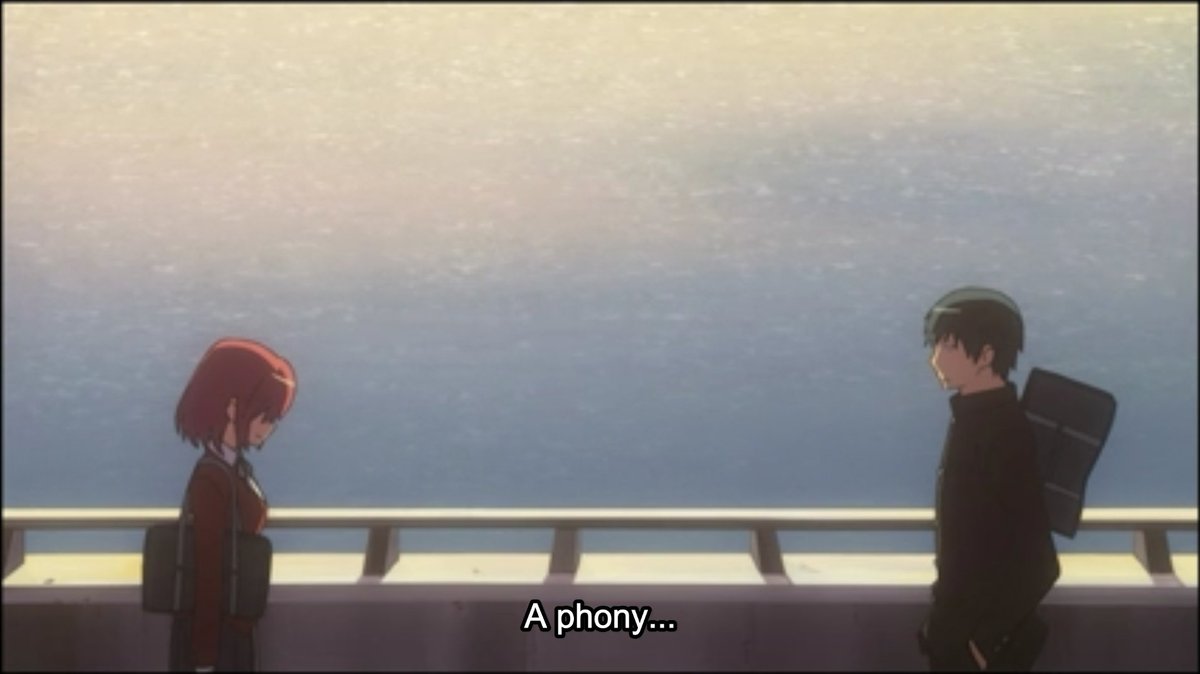 -ns the truth about himself, he eventually comes to terms with himself and learns to love and accept himself.2. Toradora:Ryuji thinks he's in love with Minori, but in reality, we learn that he's only in love with the idea of her, not who she truly was. But as he accepts the id-