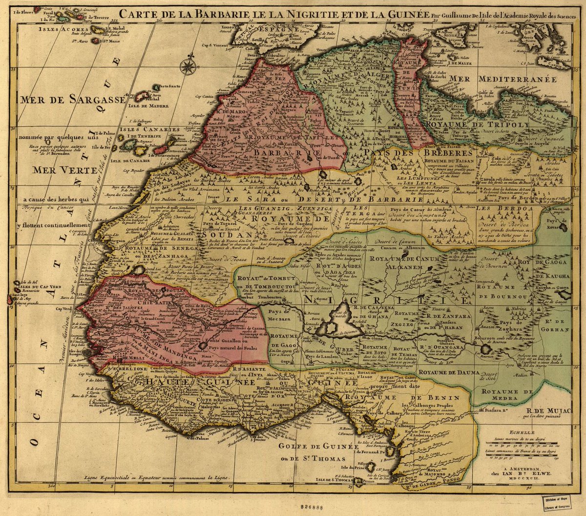 The Library of Congress map dated 1792 by L’isle of West Africa, including Nigritie, Negroland