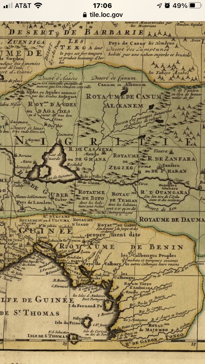 The Library of Congress map dated 1792 by L’isle of West Africa, including Nigritie, Negroland