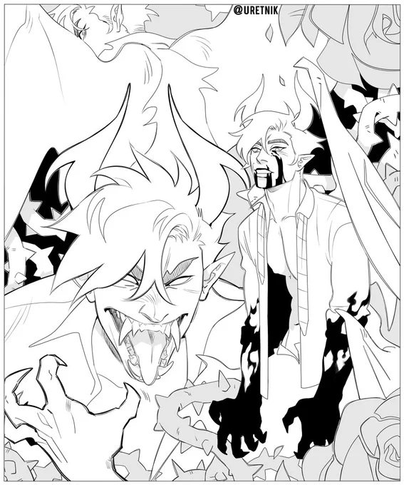 y'all please look at this absolutely dope af sketch page commission i got from @uretnik of my AU rainbow drinker Lanque ?? HE LOOKS SO PERFECT IN THEIR STYLE AAAAHH ?? 