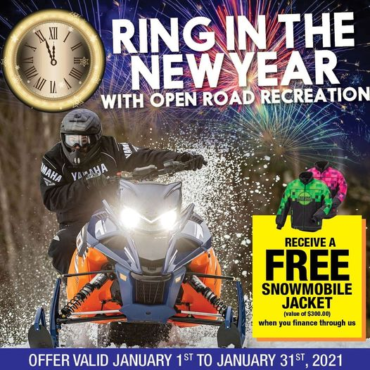 openroadregina's tweet photo. Ring in the New Year with Open Road Recreation! Finance with us and receive a free snowmobile jacket (value of $300.00)! #OpenRoadRecreation #Regina https://t.co/VmDDmlGIYu
