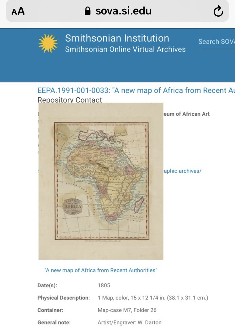The Smithsonian Institute map dated 1805 AD of Africa that includes the country of Nigritia