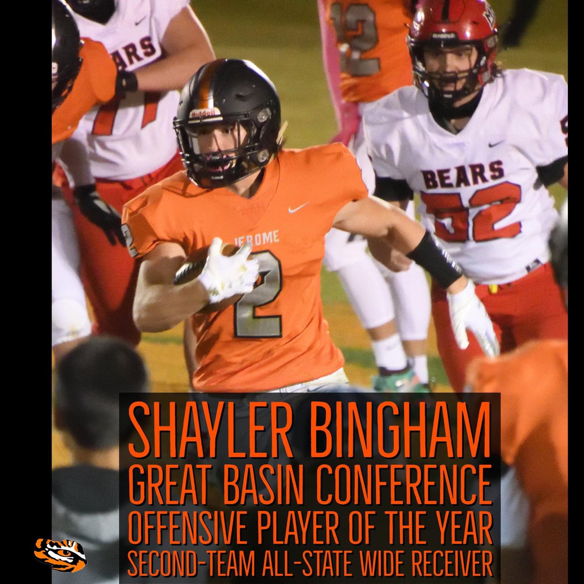 JHS_TigerFB's tweet photo. Shoutout to our two All-State players, our five first-team All-Conference players, and our five second-team All-Conference players, our Sportsman of the Year, and our 10 Honorable Mentions! Coach @gambless was named Great Basin Conference Coach of the Year! https://t.co/sJr4XMJwkO
