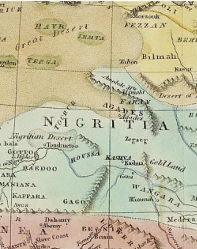 The Smithsonian Institute map dated 1821 AD of a Geographal and Historical map of Africa, and shows the country of Nigritia