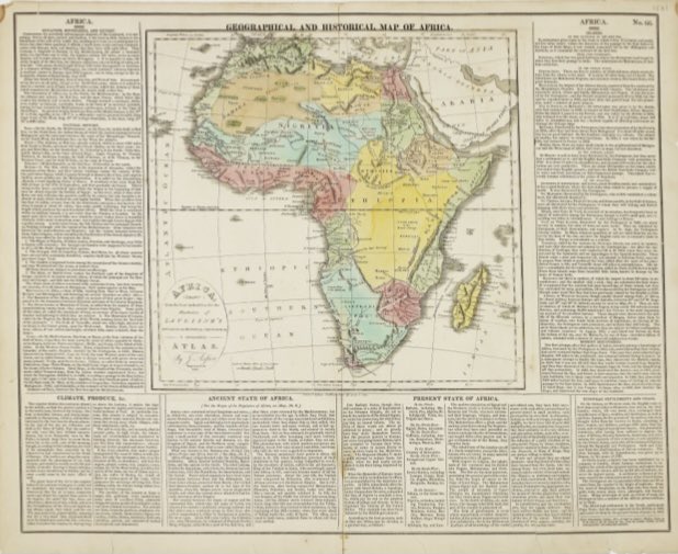 The Smithsonian Institute map dated 1821 AD of a Geographal and Historical map of Africa, and shows the country of Nigritia