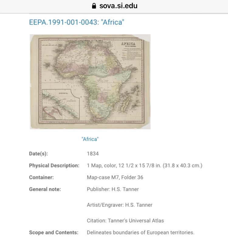 The Smithsonian Institute map dated 1834 AD of Africa showing Soudan in the region of Negroland