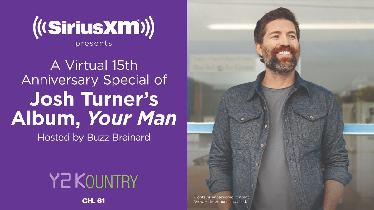 Y2Kountry's tweet photo. Want to attend A VIRTUAL 15th Anniversary Special of @joshturnermusic's album #YourMan hosted by @buzzbrainard on 1/20? EMAIL rsvp@siriusxm.com, include “Josh Turner” in the subject line, your name/email/phone by 6pm ET on 1/19. First 40 eligible responders could attend. https://t.co/oC9RgCMxAe