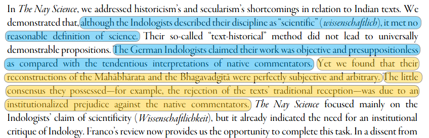 This para of the following paper lists all the key characteristics of Padre-Indology framework. 1/ https://www.academia.edu/30584042/Theses_on_Indology?email_work_card=thumbnail