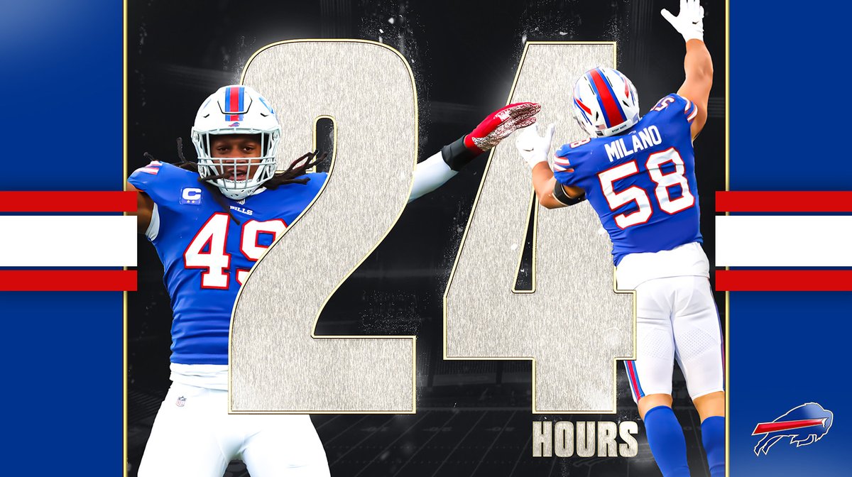 BuffaloBills's tweet photo. 2️⃣4️⃣ HOURS.

#BALvsBUF | #BillsMafia https://t.co/dJsHc2CmPN