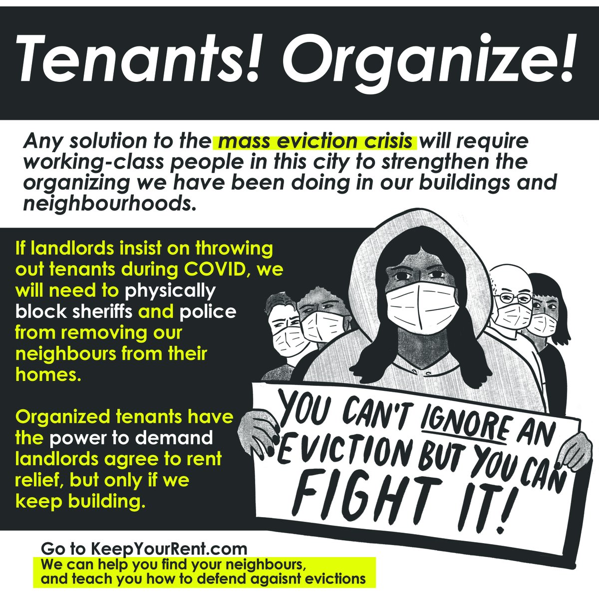 Any solution to the mass eviction crisis will require working-class people in this city to strengthen the organizing we have been doing in our buildings and neighbourhoods.  #NoCovidEvictions  #ontariolockdown  #cdnpoli