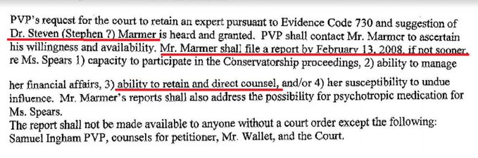 Then, they tried to get a capacity declaration from Dr. Stephen Marmer who apparently refused because a third doctor named James Spar was the one who ultimately filed the report saying Britney didn't have the capacity to retain a lawyer or attend her own hearings.  #FreeBritney