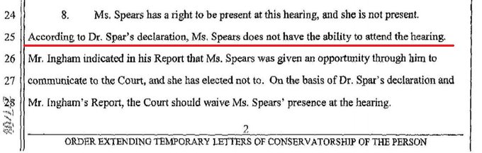 Then, they tried to get a capacity declaration from Dr. Stephen Marmer who apparently refused because a third doctor named James Spar was the one who ultimately filed the report saying Britney didn't have the capacity to retain a lawyer or attend her own hearings.  #FreeBritney