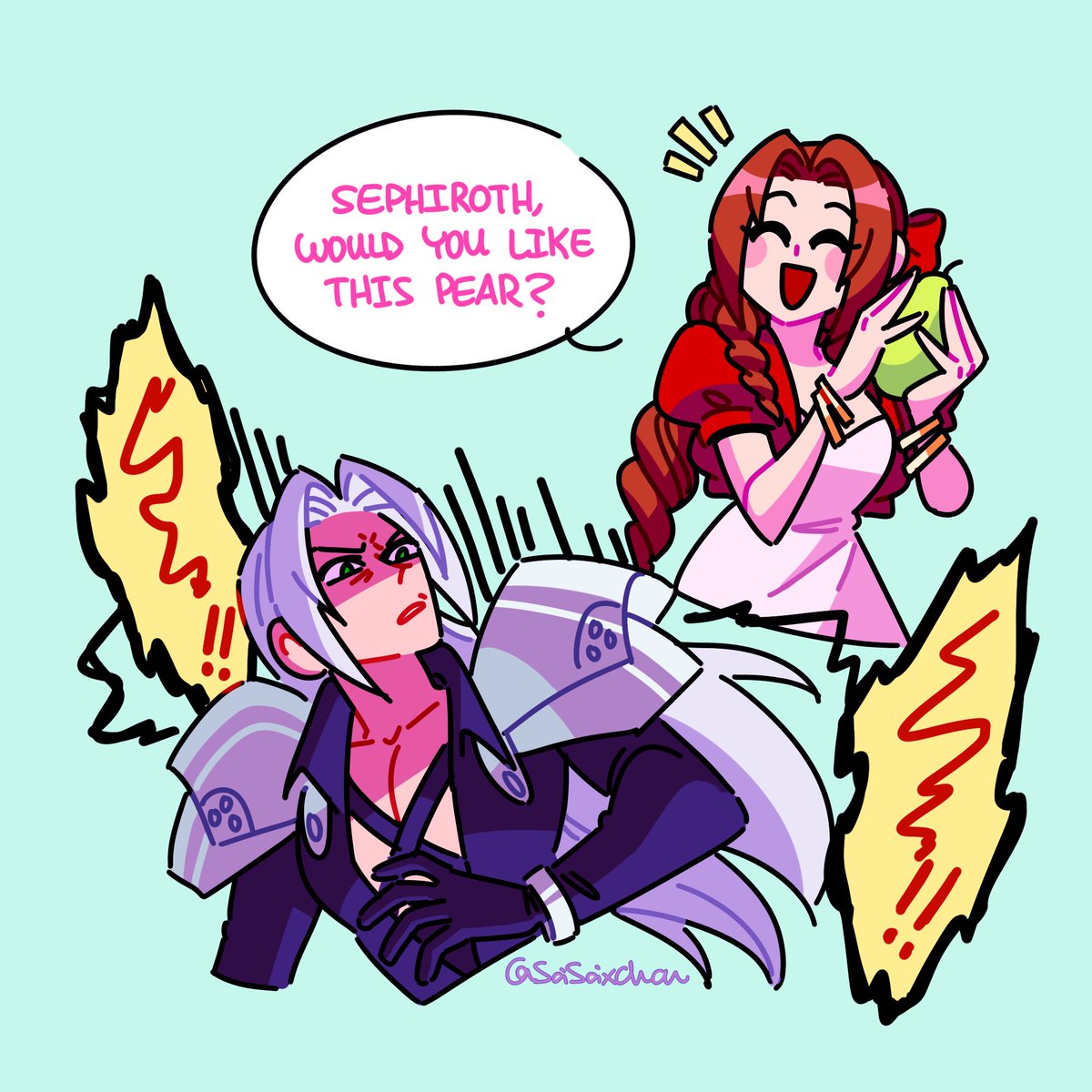 please accept another #FF7 shitpost comic based on the first joke i ever saw of this guy?‍♀️?‍♀️?‍♀️
#Sephiroth #Aerith 