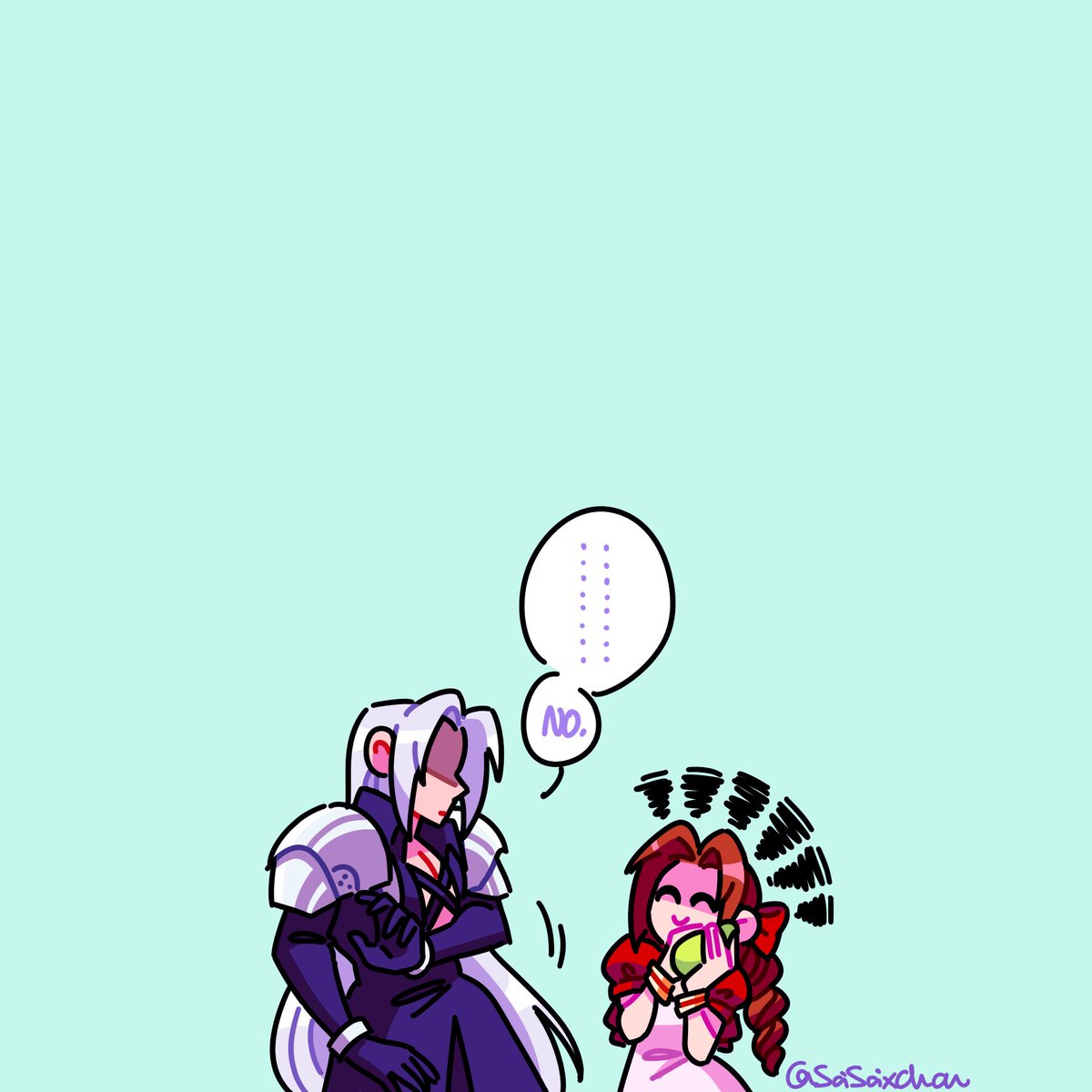 please accept another #FF7 shitpost comic based on the first joke i ever saw of this guy?‍♀️?‍♀️?‍♀️
#Sephiroth #Aerith 