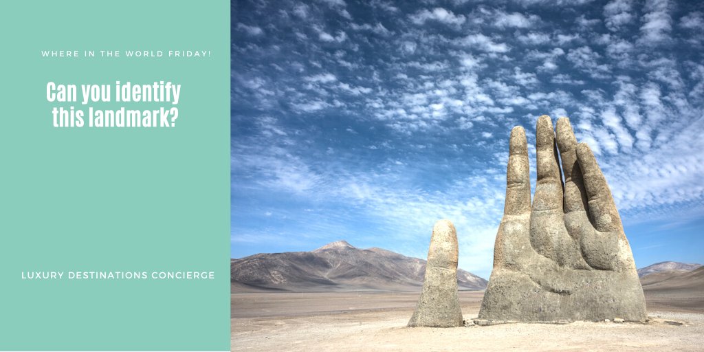 luxdesconcierge's tweet photo. This sculpture’s exaggerated size is said to emphasize human vulnerability and helplessness. It has a base of iron and concrete, and stands 36 ft tall in the middle of the desert. Where is it?
#luxurydestinationsconcierge #luxurytravel #luxuryvacation #whereintheworld https://t.co/gB2zvQZh3J