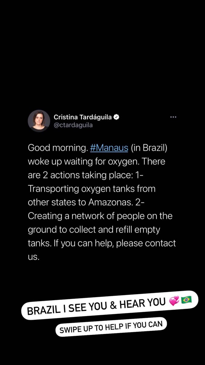 demilovatobr's tweet photo. “Brasil, eu vejo e escuto vocês 💞🇧🇷. Arraste para cima para ajudar, se você puder”. 

📸 Demi Lovato via Instagram story divulgando sobre a situação de Manaus. https://t.co/HN05FIEFJd