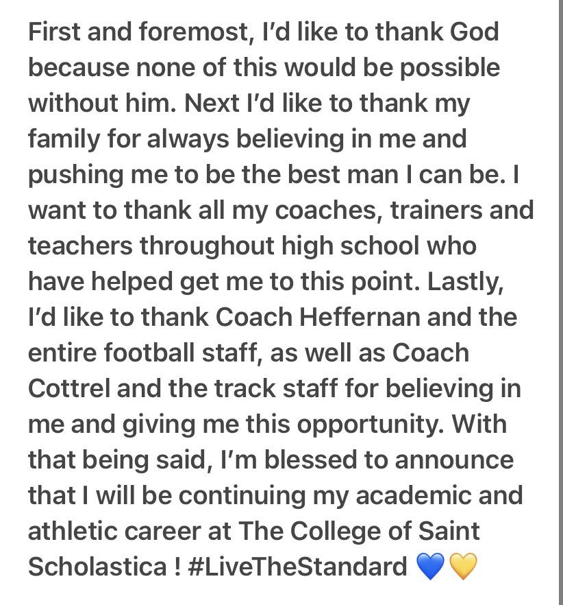 Committed ! 💙💛 #LiveTheStandard
<a href="/Coach_Heffernan/">Mike Heffernan</a> <a href="/CoachBremer/">Matt Bremer</a> <a href="/CSSSaintsFB/">Saints Football</a> <a href="/CSS_TF/">CSS SAINTS T&F</a> 

<a href="/CPHSReport/">Champlin Park Athletics Report</a> <a href="/cprebelfootball/">CP Football</a>
