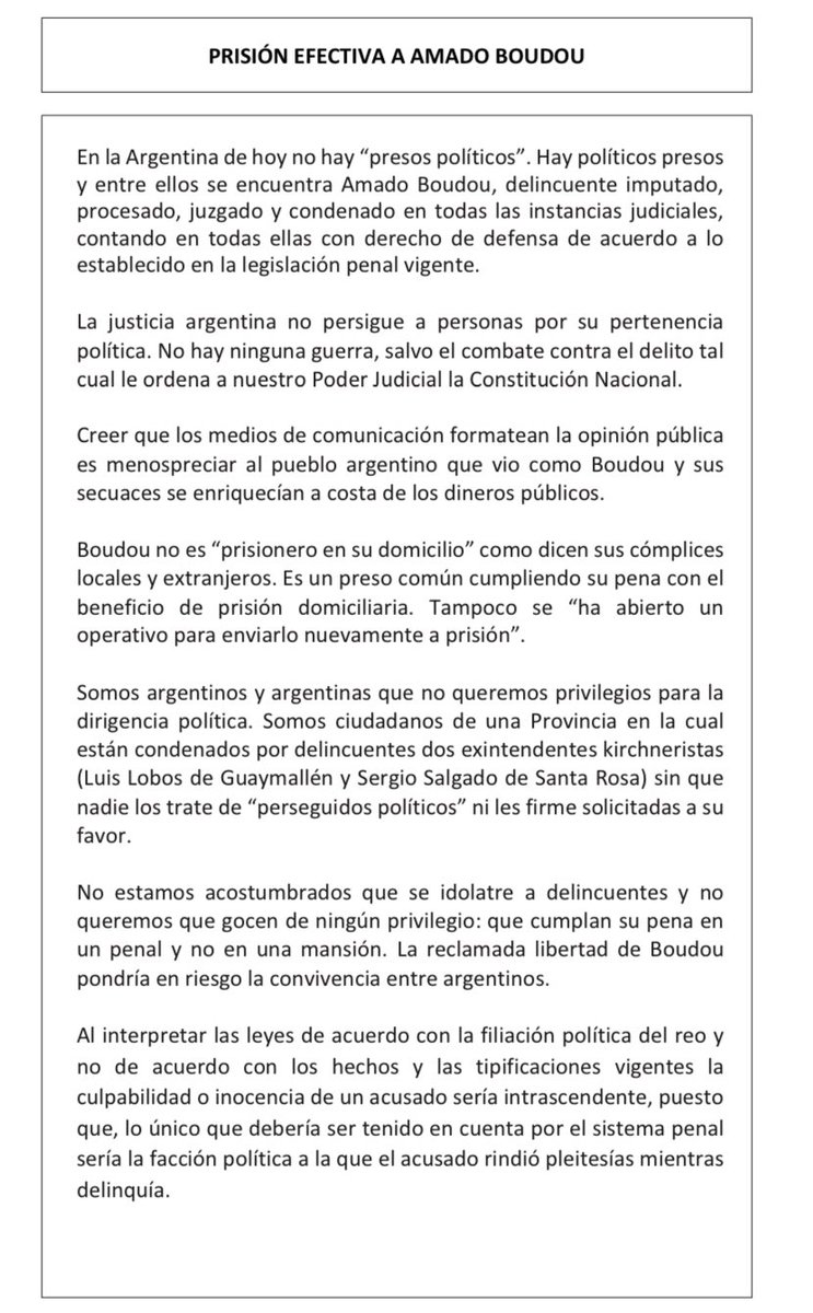 laricchiahugo's tweet photo. #MendozaPorBoudouPreso https://t.co/PffFmjMQ42