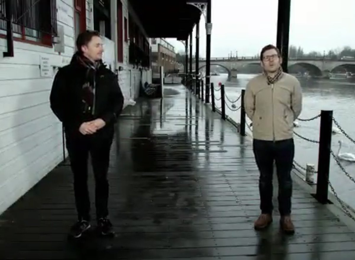 mrdanwalker's tweet photo. Prepare yourselves for the #FootballFocus Mid-Season Awards presented by @elisjames &amp; @nomadicrevery from some decking aside the Thames “surrounded by goose mess”. 
John has 2 coats on 🧥🧥
We’re on from midday on BBC1 https://t.co/GIf34H1HeH