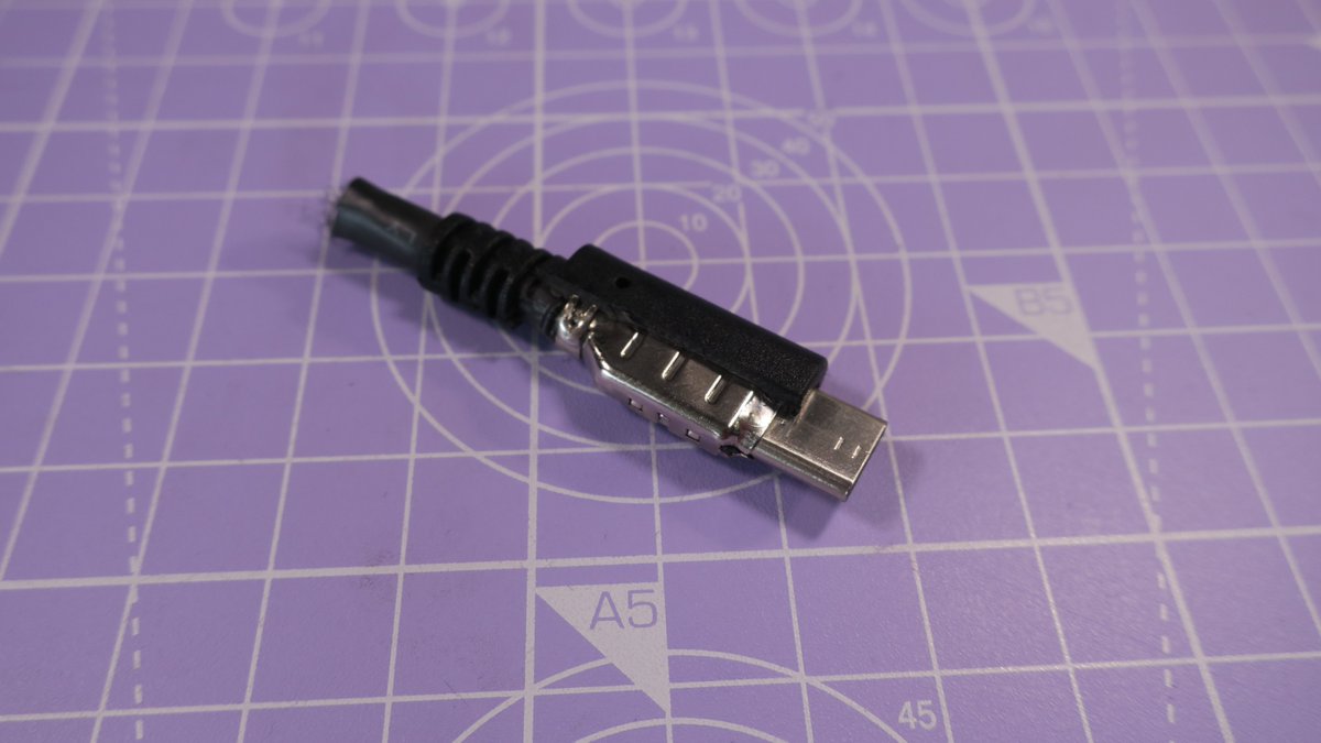 The internals are shielded so we can cut into the outer cover without worrying about cutting cables. The metal shield is soldered to the plug itself.