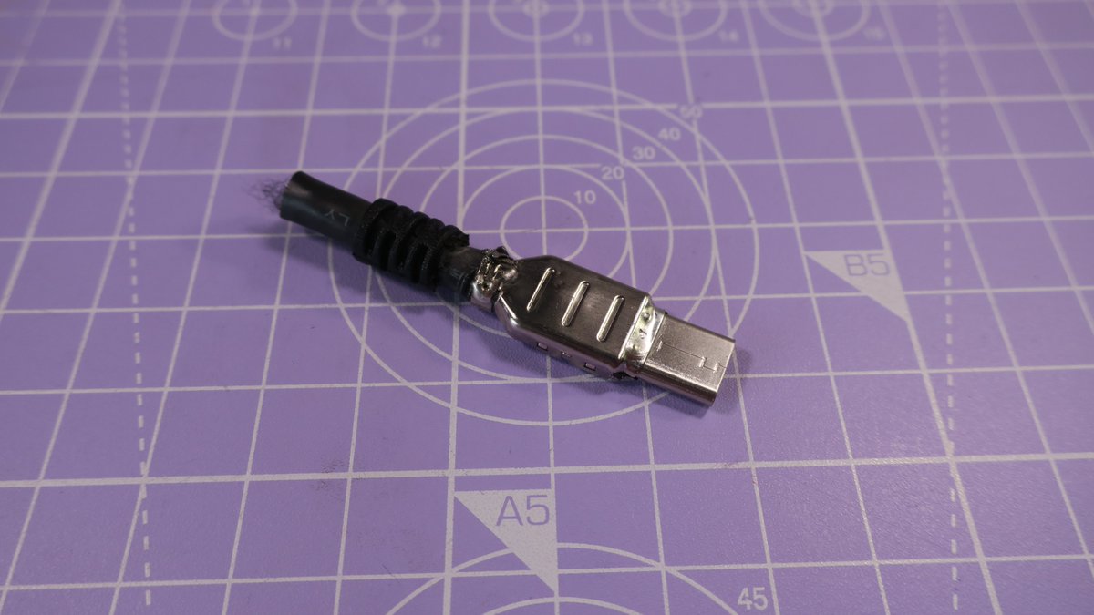 The internals are shielded so we can cut into the outer cover without worrying about cutting cables. The metal shield is soldered to the plug itself.