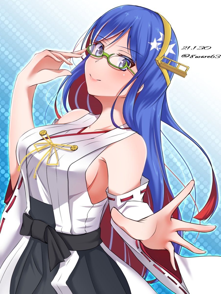艦これ 霧島 これを見てくれ お揃い メガネ 40min 艦これ版深夜の真剣お絵描 ハチワレ 7月末まで低浮上 壁 D ｲｲﾈﾊｼﾏｽのイラスト