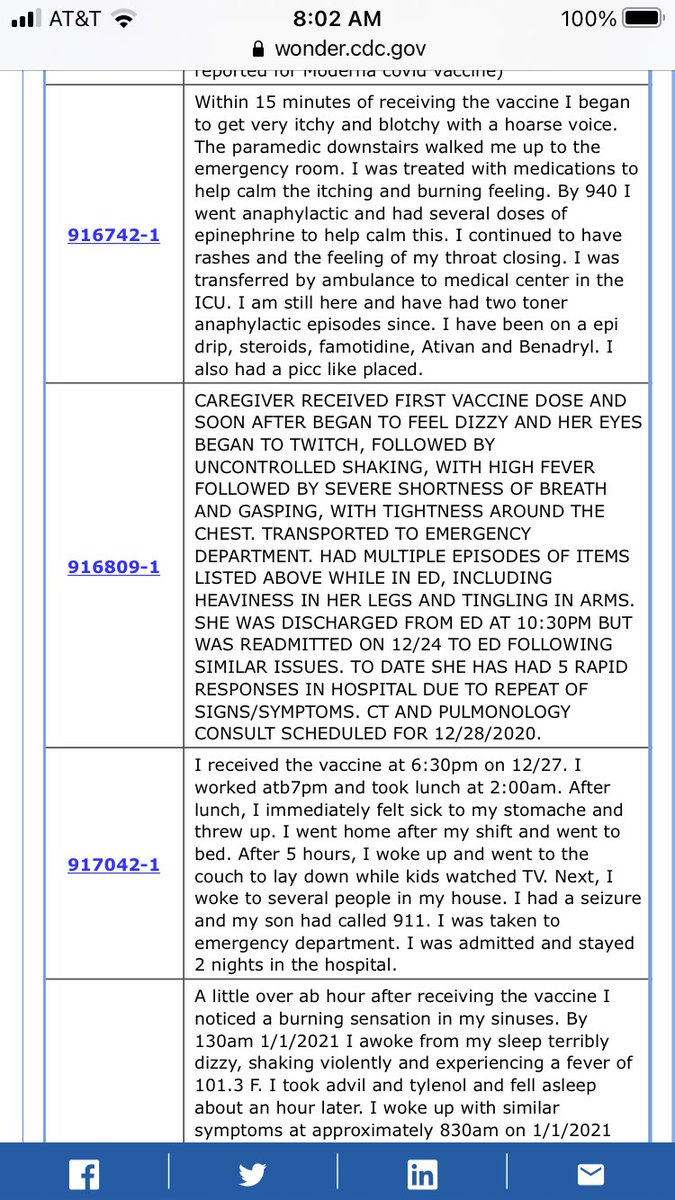 2/ But okay. What about younger people? I looked at people under 50 who were hospitalized within three days of getting the shot.No broken legs a month later here - the case for causality is strong. These are serious cases in young, mostly healthy adults (HCWs). I found 259....