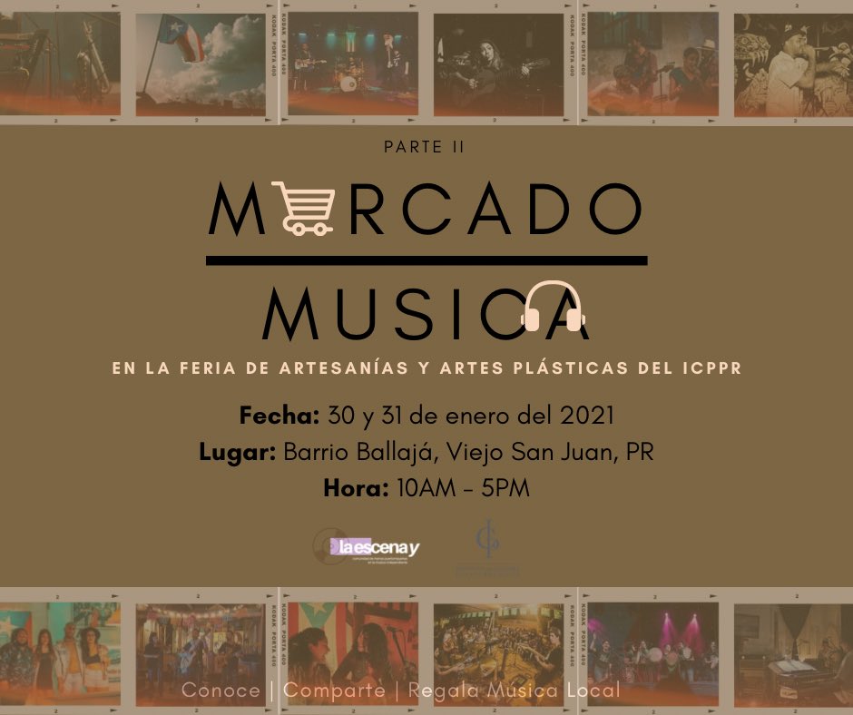 Visítanos HOY y MAÑANA en la tienda de #LaEscenaY. Gracias al <a href="/icppr/">Instituto de Cultura Puertorriqueña</a> por la invitación. Estamos justo al lado del Bastión. 🎶 ¡vengan!