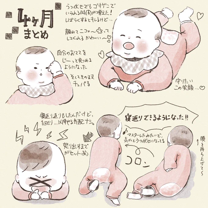少し早いけど4ヶ月まとめ〜
#育児絵日記 