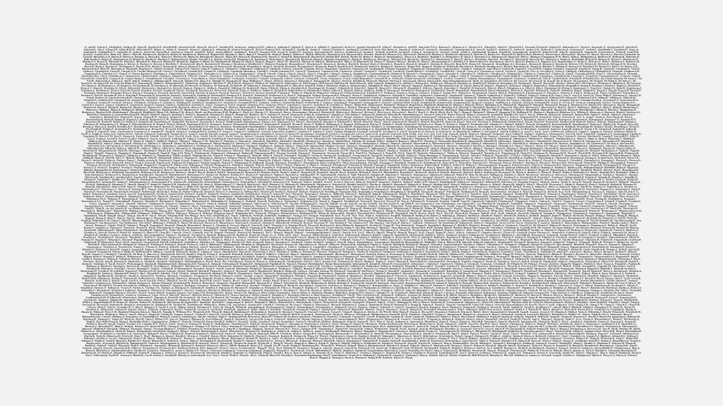 fermatslibrary's tweet image. Here are all the 5,154 authors of the Higgs Boson discovery paper, the scientific article with the largest number of contributors.