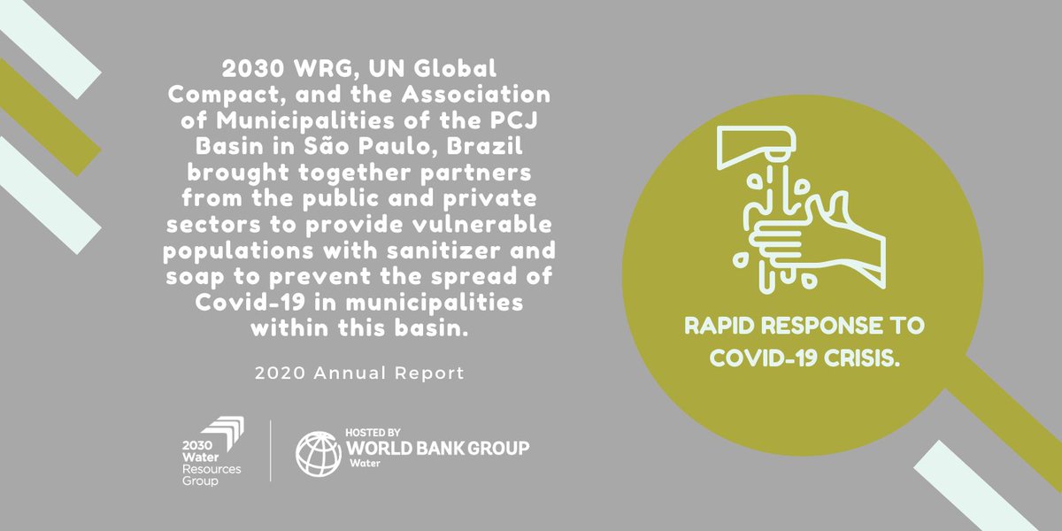 2030WRG's tweet photo. Today, our work is more important than ever as water is central to preventing and combating COVID-19. Check out our 2020 Annual Report to learn about our collaborative work around the word. https://t.co/iuDtND6TMT

#ValuingWater #CollectiveAction https://t.co/AGVdcYcrB2