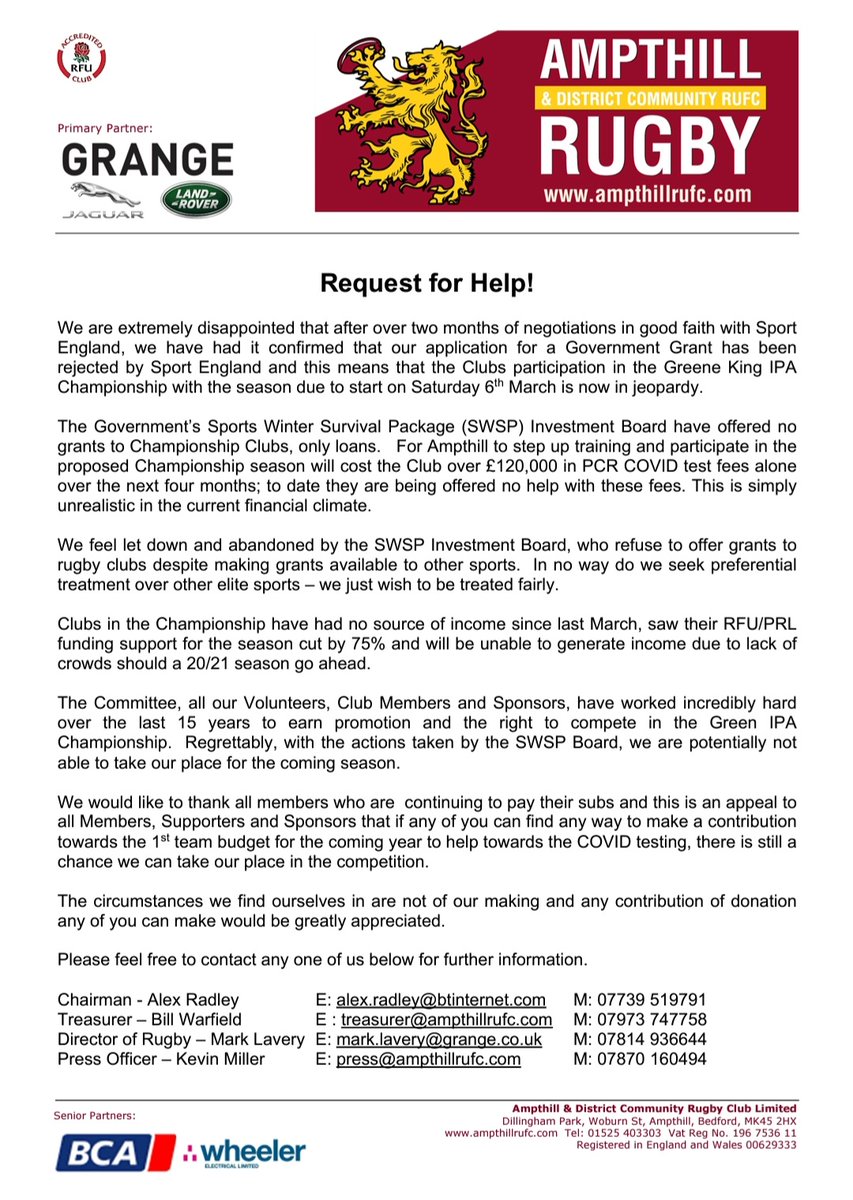 Dave_Ward2's tweet image. You want to know what&apos;s really happening in the @Champrugby well here it is. Please share to anyone who can/wants to help. We just want the opportunity to play.