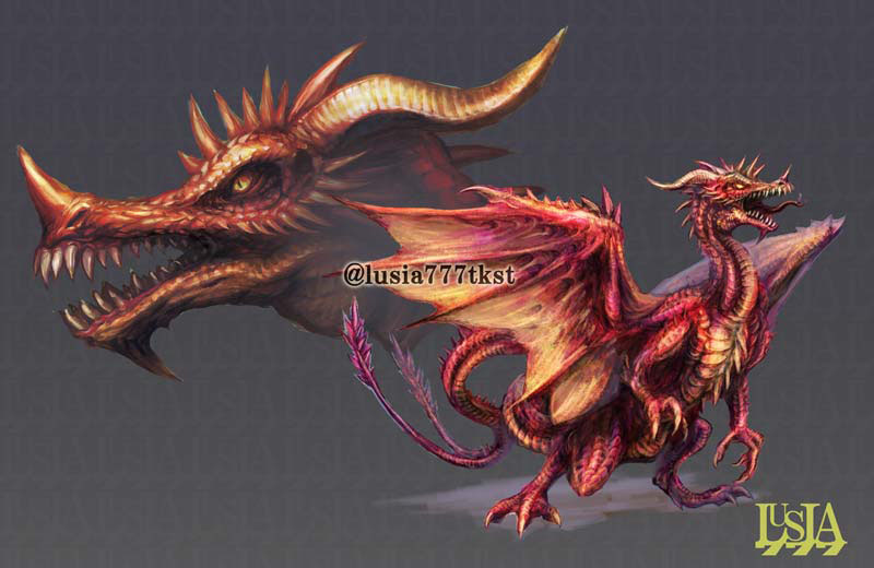 七海ルシア ドラゴンのイラスト用アカ 赤いドラゴン 過去絵 ドラゴンイラスト Dragon Creature Photoshop T Co Ca5itozjhf Twitter