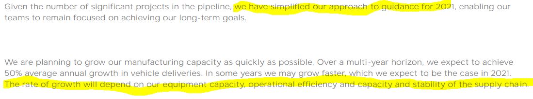 4/  $TSLA truth vs RealityTesla complicated their approach to 2021 guidance. Musk said 2021 deliveries of 840K-1M was "within the vicinity" on the Q3'20 conference call. Now you're guiding for "minimum 755K" with tons of caveats to cover your ass.  $TSLAQ