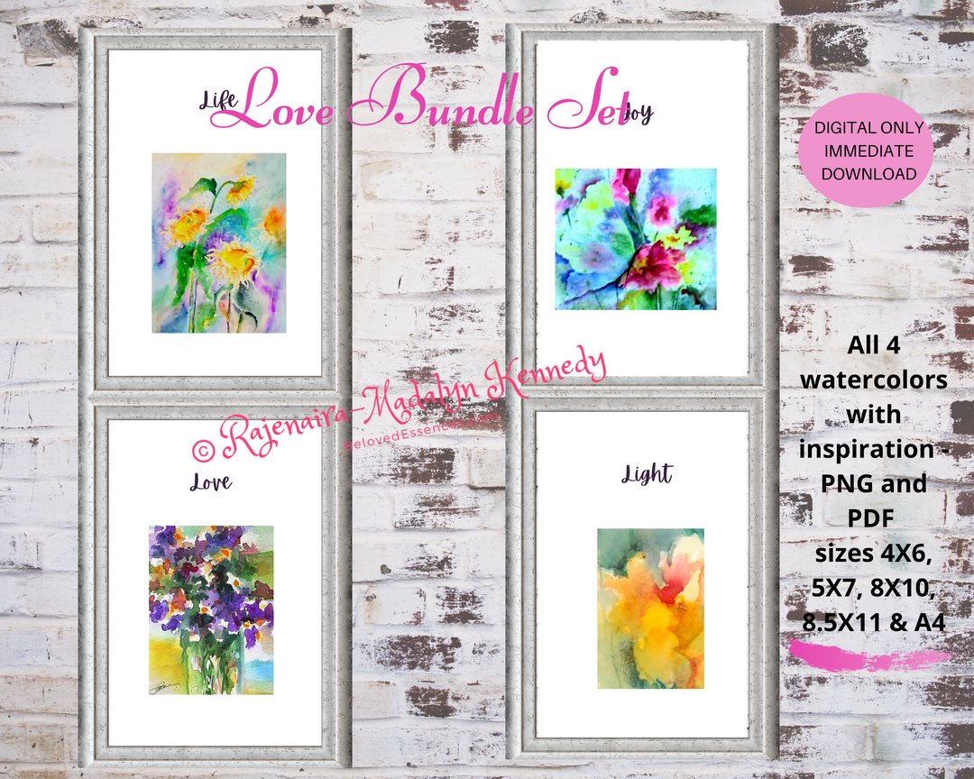 madalynmk's tweet image. Excited to share Love Bundle of 4 Original Floral Watercolors with Positive Inspiration Messages Art Prints Download. It's the latest addition to my New etsy shop - More will be coming soon. Let me know what you guys think please. hugs #VioletFlame #Meditation #HowtoHouston
 #Spi