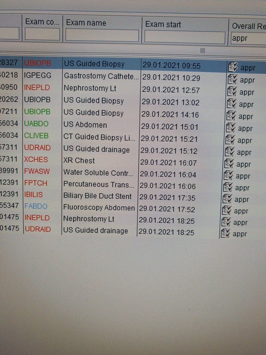 @seandbriggs @MilesScottNHS @SteveOrpin @HightonDavid @NHS Credit to my IR staff (nurses, rads & secretaries) both sites helping hit thoses oncology targets . This is my list yesterday. 13 cases working from 830am - 630pm beyond normal hours in PPE. They're a great team & a pleasure to work with.