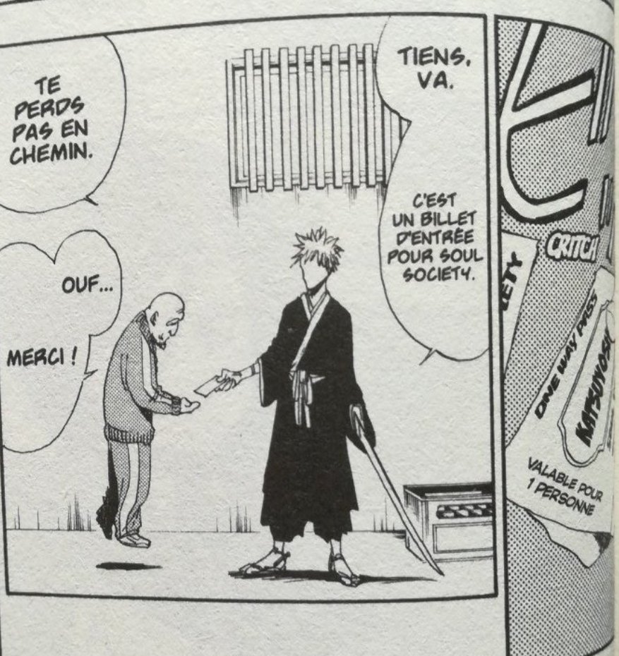Pour envoyer une âme à Soul Society, il lui faut un ticket et non le rituel du Konsô. Les tickets seront repris dans le manga au chapitre 546 pour que les amis d'Ichigo puissent venir le voir à Soul Society.