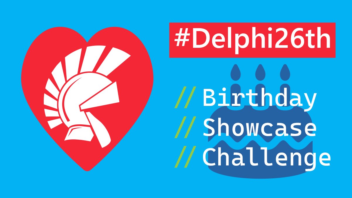 JimMcKeeth's tweet image. Show off your amazing Delphi applications in the #Delphi26th Birthday Showcase Challenge and receive a $100 USD gift card! blogs.embarcadero.com/delphi-26th-bi…