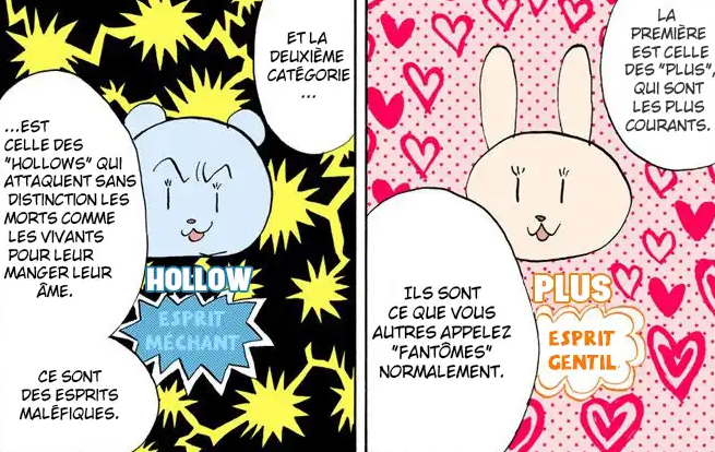 Le principe des "Plus" et des "Hollows", les deux types d'esprits, est bien présent.