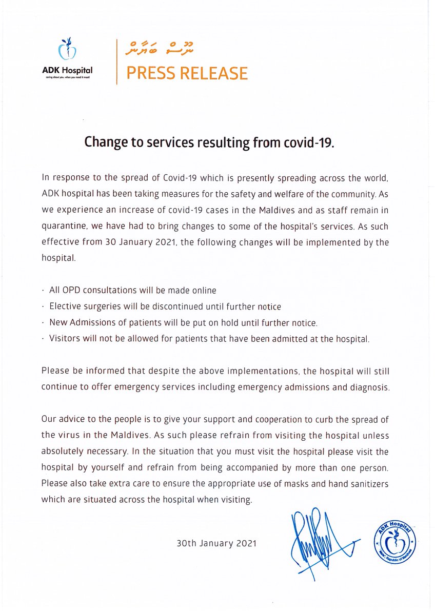 Adk Hospital Please Take Note Of The Following Change To Services Resulting From Covid 19 Staysafe Covid19