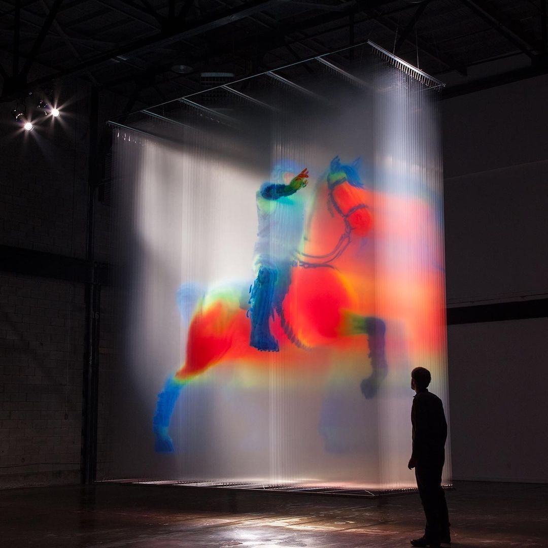 AnaDApuzzo's tweet photo. David Spriggs artwork ‘Regisole’ of an armed police officer on horseback makes reference to the original ‘Regisole’ statue which was destroyed after the French Revolution since it was seen as a symbol of monarchy. #history #sculpture #3Dpainting #art #painting #davidspriggs https://t.co/QcHrdjgk7L